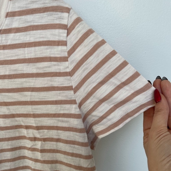 Universal Thread Women's Striped Short Sleeve T-Shirt Dress White And Beige - Picture 8 of 8